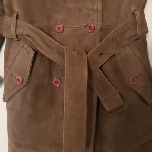 Vintage 100% Suede Trench Coat - Picture 4 of 9